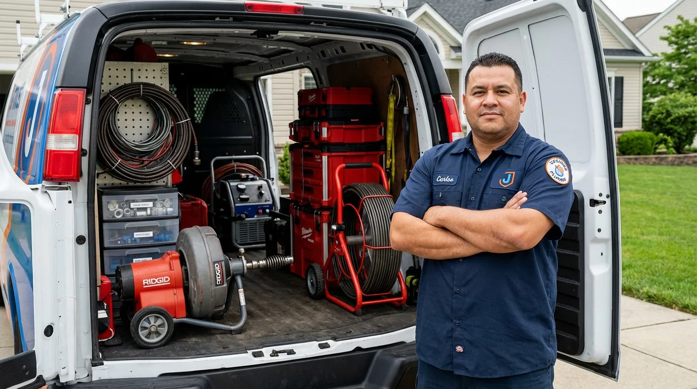 Professional drain cleaning equipment and Johns Plumbing LLC plumber in Andalusia