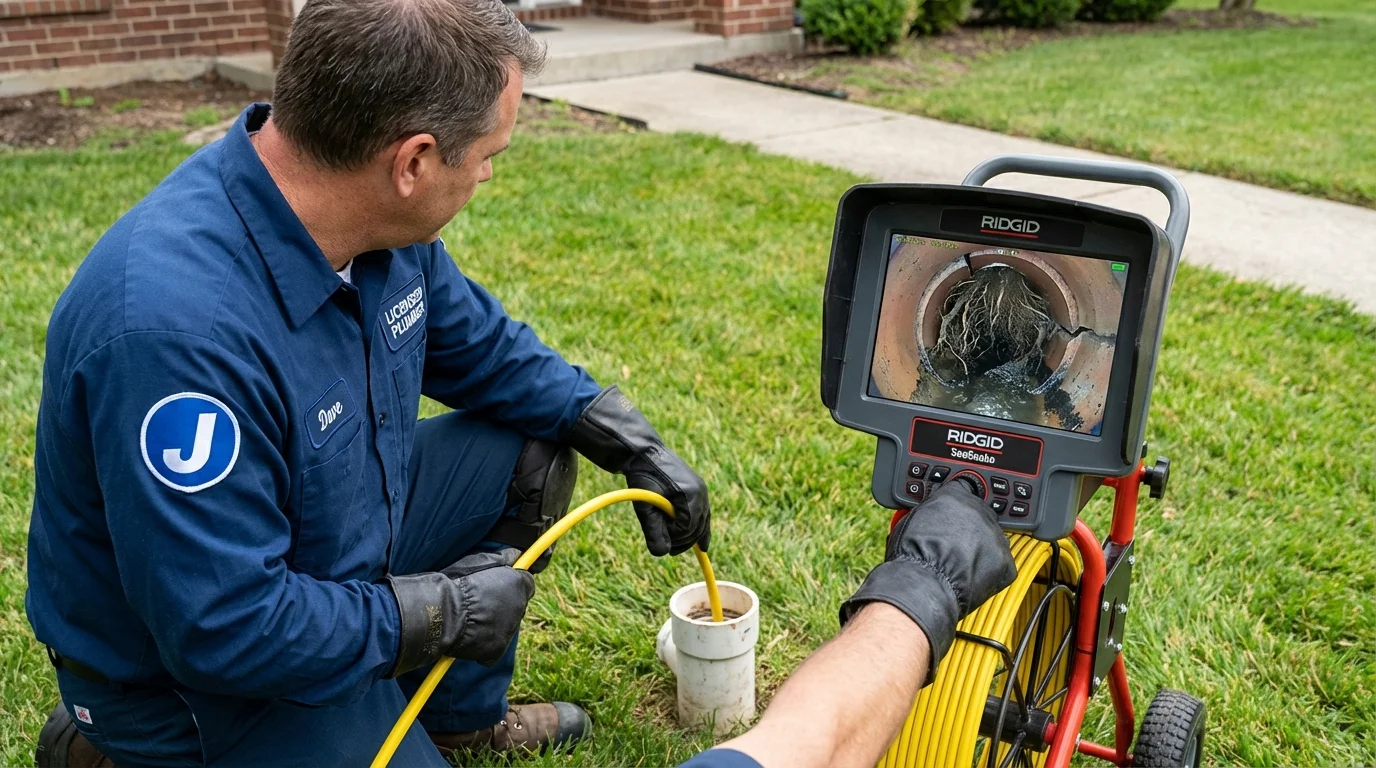 Sewer camera inspection being performed by Johns Plumbing LLC in Andalusia